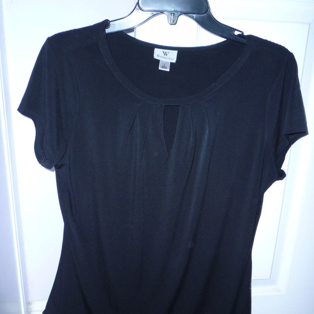Worthington L black poly spandex top cap slvs 23"